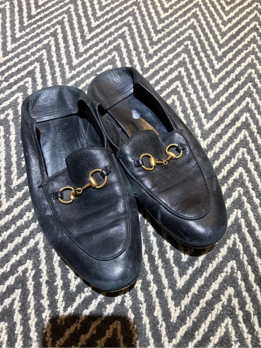 Gucci Black Leather Horsebit Loafers with Gold Hardware
